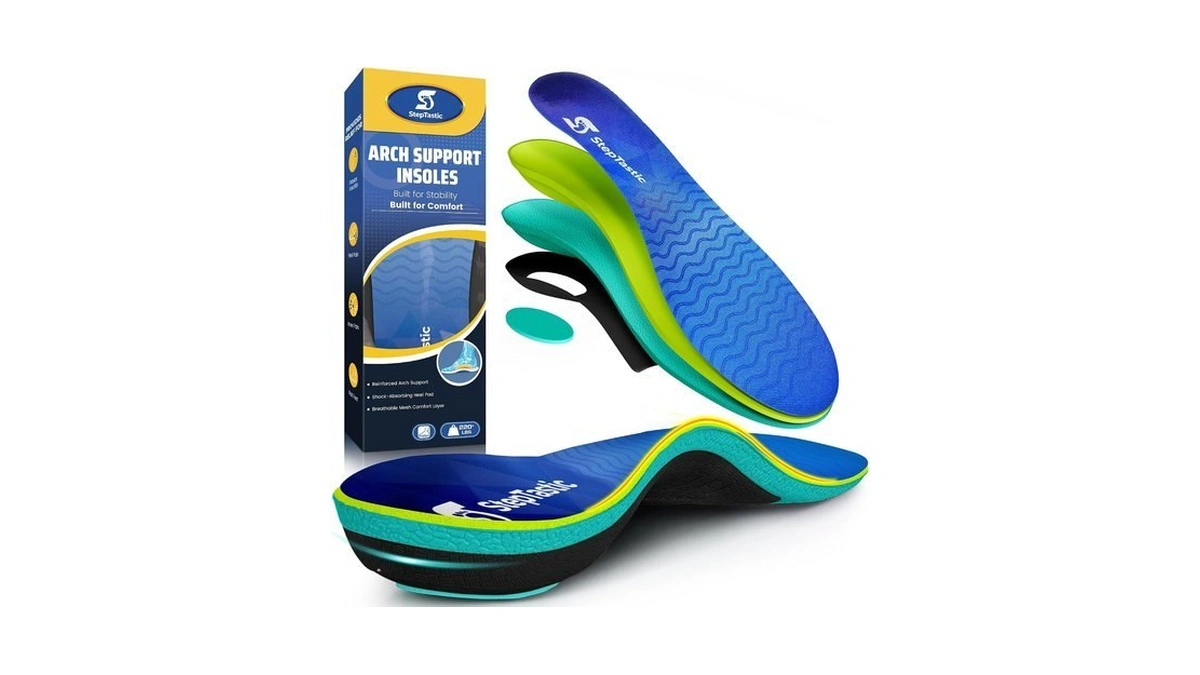 Steptastic 220+ Lbs Heavy Duty High Arch Support Insoles For