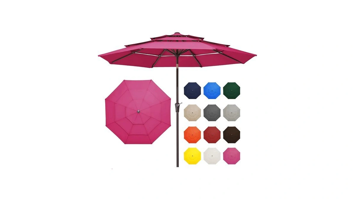 Jearey 3 Tier 9 Ft Outdoor Patio Umbrella With Tilt