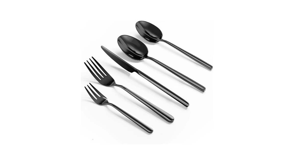Oval Black 20-piece Silverware Set, Forged Stainless Steel Flatware Set