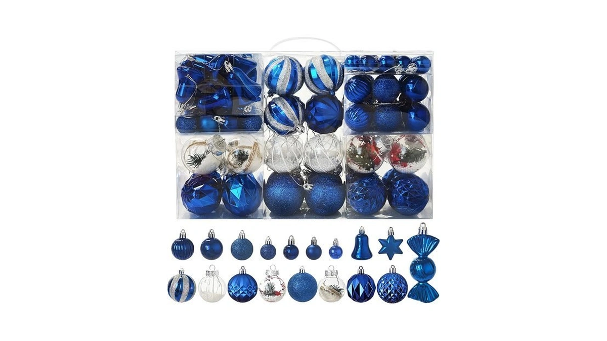 Illuminew 111-pack Christmas Balls Ornaments,assorted Shatterproof Christmas Ornaments Set, Luxurious
