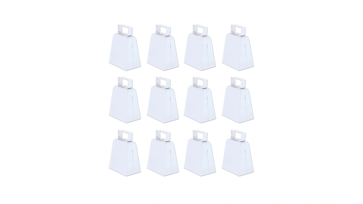 Beistle White Cowbells, Pack Of 12, Metal Noise Makers For