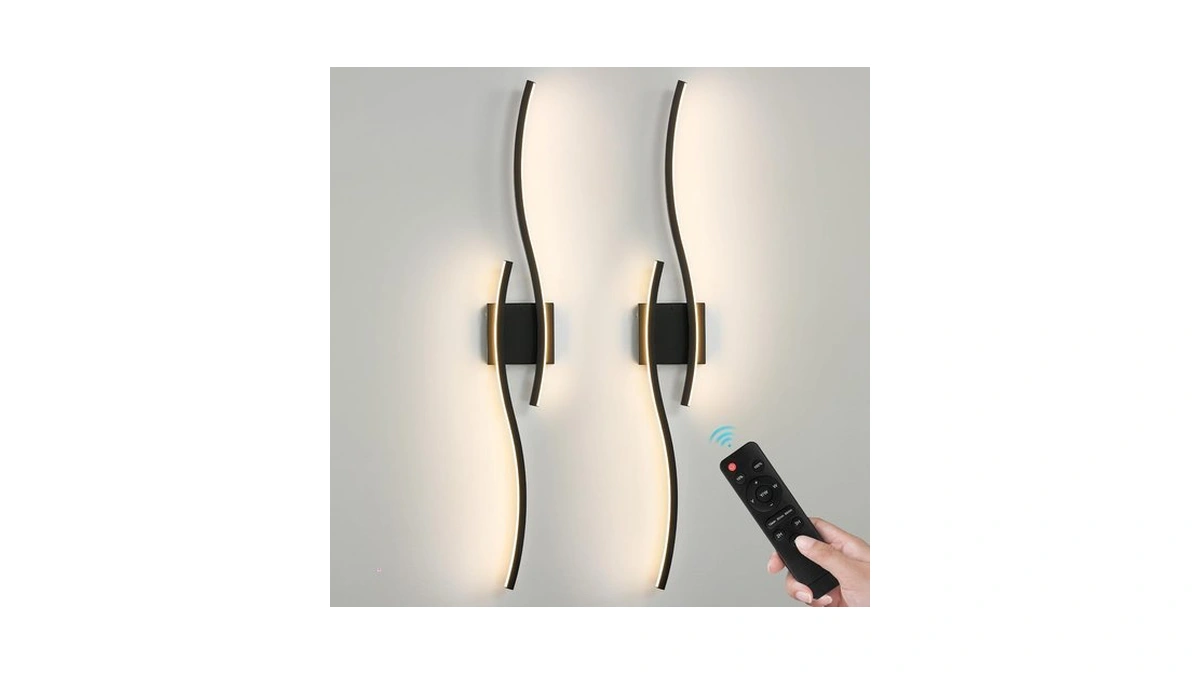 Black Battery Operated Wall Sconces: 39.3 Inch Rechargeable Sconce Set
