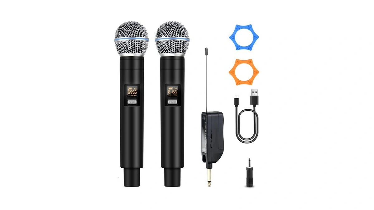 Hamapa Wireless Karaoke Microphone, Dual Wireless Microphone 2.4g 492 Ft