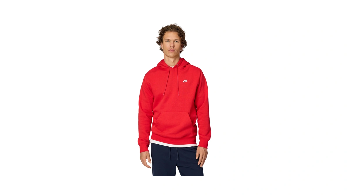 Nike Men's Club Pullover Fleece Hoodie, University Red/university Red/white, Small