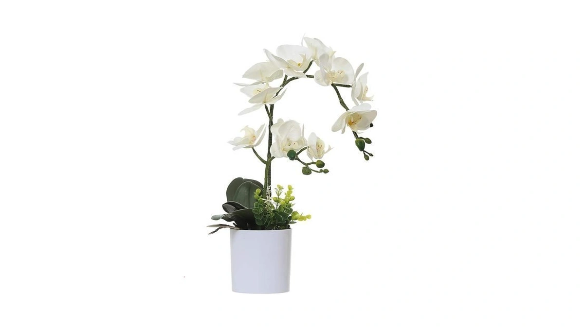 Olrla 17‘’ White Orchid Artificial Flower In Pot For Table