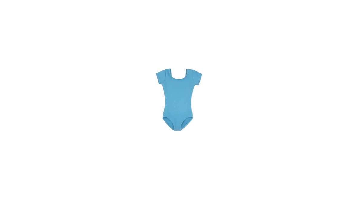 Capezio Girls Team Basic Short Sleeve Athletic Leotards, Light Blue,