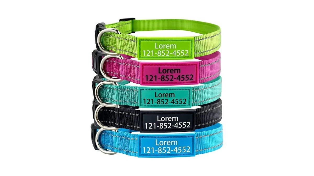 Personalized Dog Collar, Custom Id Collar Reflective Nylon Collar With