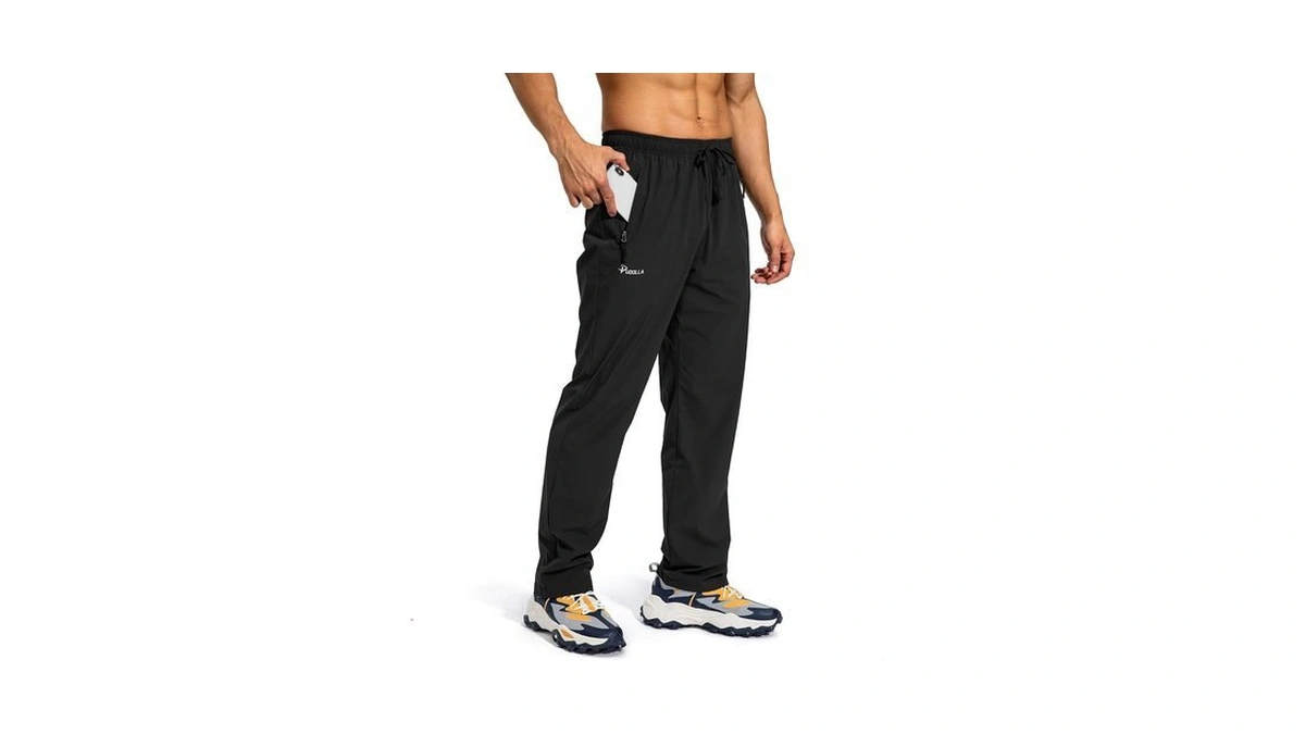 Pudolla Men's Workout Athletic Pants Elastic Waist Jogging Running Pants