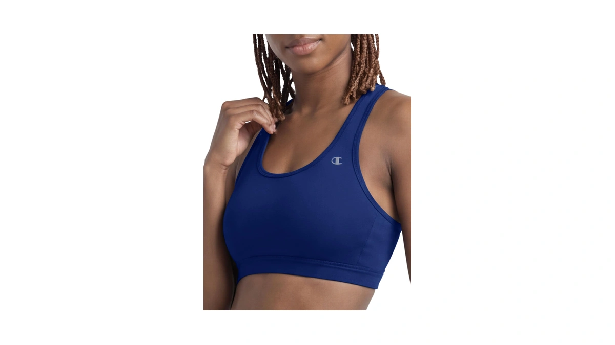 Champion Women's Sports Bra, High-impact Compression, Moisture-wicking Fabric, Blue Depths,