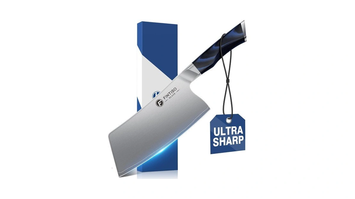 Fintiso Cleaver Knife 7 In, Kitchen Butcher Knife With G10