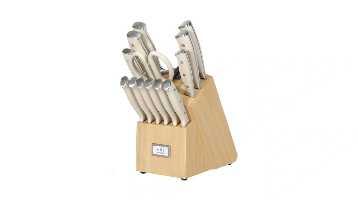 Wangmazi 15-pcs Knife Set, High Carbon Steel Ultra Sharp, Natural