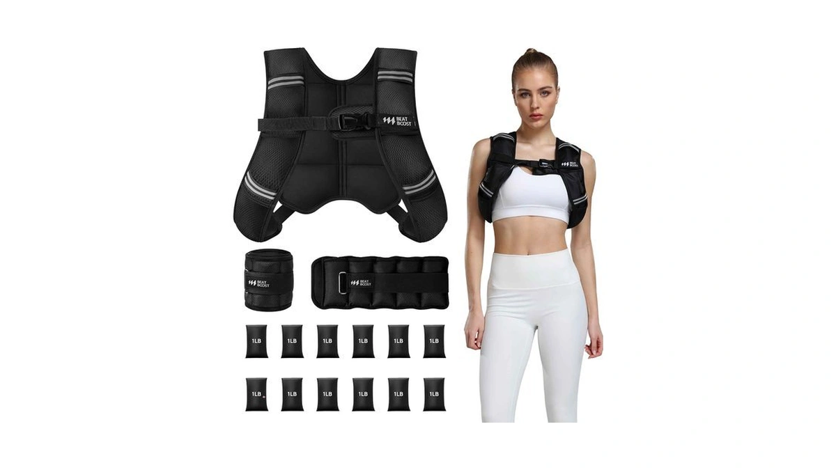 Beatboost Adjustable Weighted Vest For Men Women, 12lb Vest Set