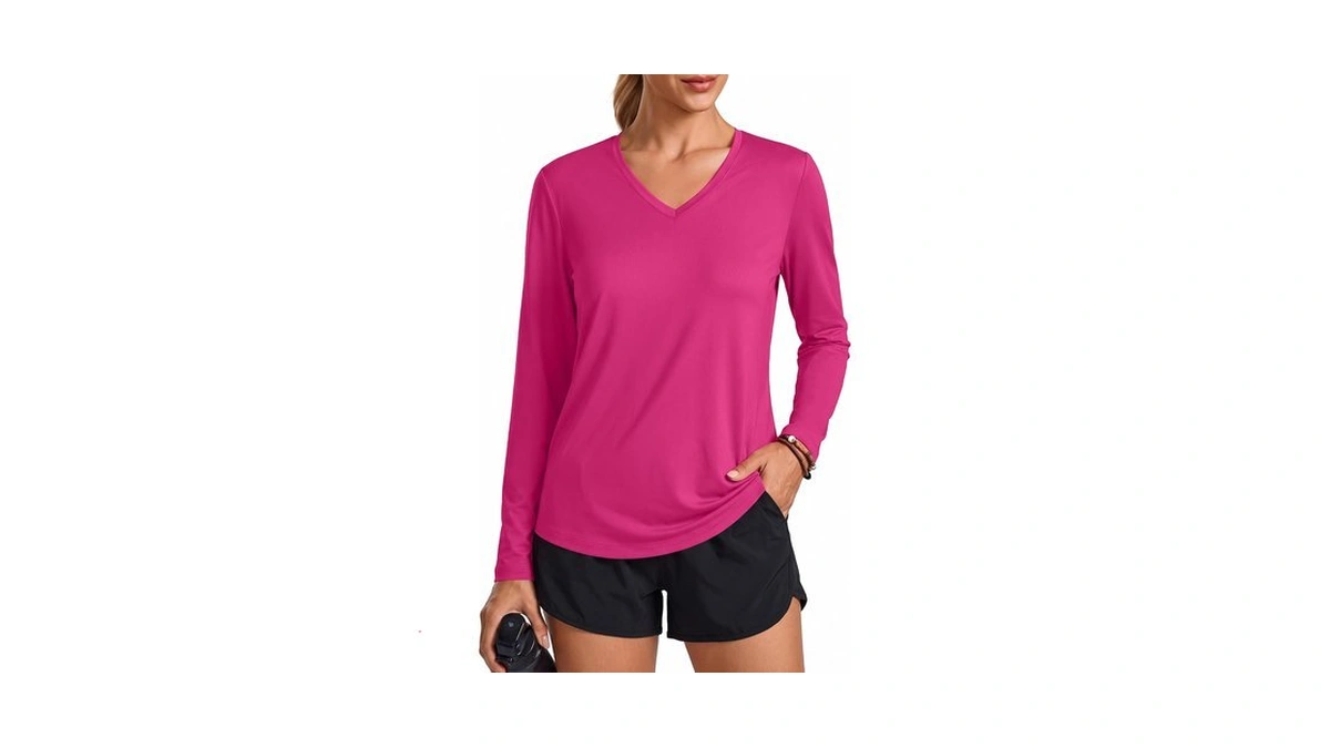 Pinspark Long Sleeve Shirts For Women Ultra Soft V Neck