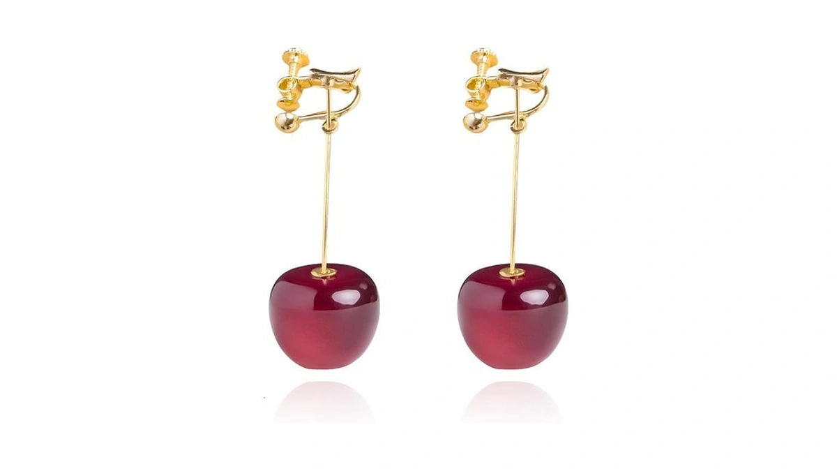 Cherry Earrings For Women Clip On Earrings 3d Cherry Fruit
