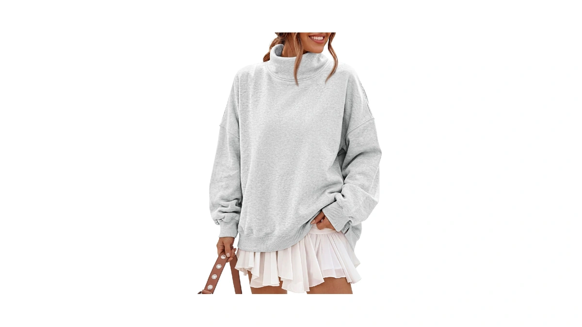 Trendy Queen Women’s Fleece Oversized Mock Neck Sweatshirts With Pockets