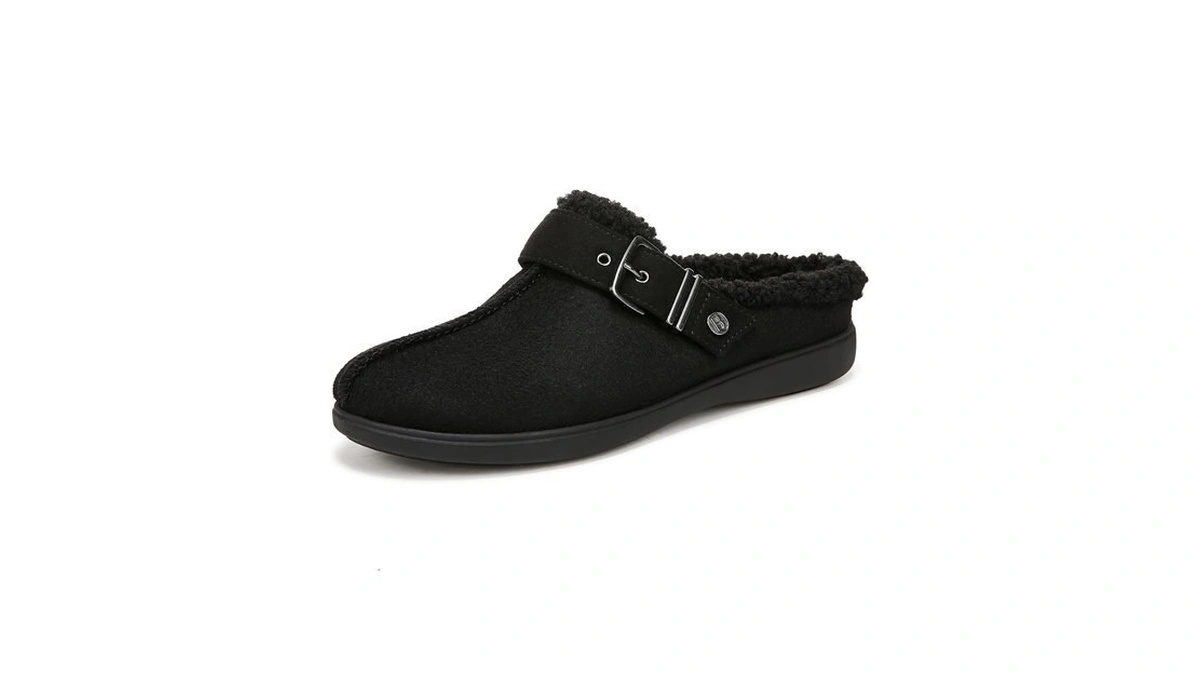 Bzees Womens Eternity Mule Sneaker Black Fleece Fabric 6.5 M