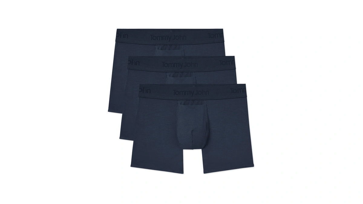 Tommy John Men's Second Skin 4” Underwear, Dress Blues (3-pack),