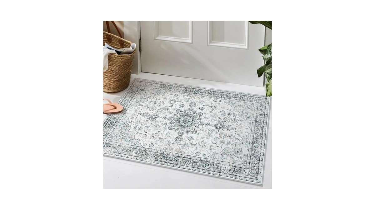 Beeiva Vintage Small Entryway Rug Washable, 2x3 Low Pile Rug