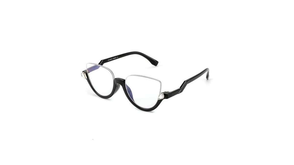 Feisedy Reading Glasses For Women Fashion Half Frame Cat Eye