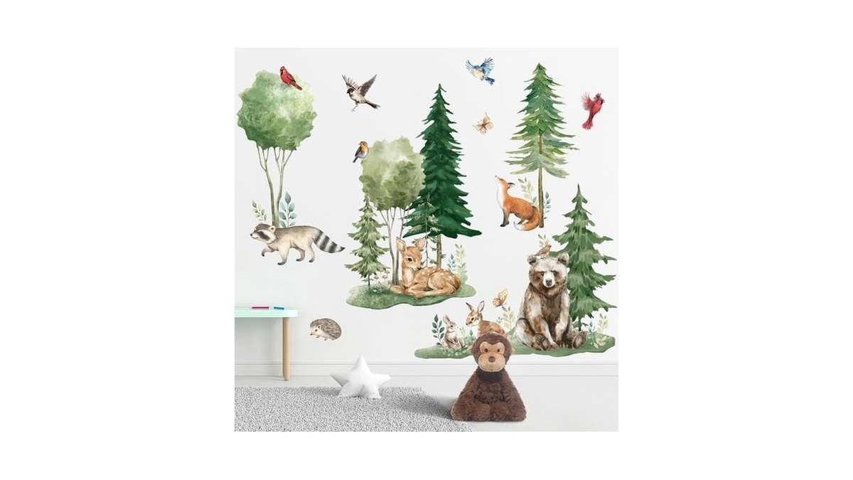 Mfault Forest Animals Wall Decals Stickers, Woodland Bear Deer Fox