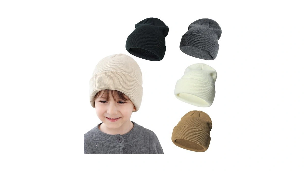 Baby Toddler Infant Winter Soft Knit Beanie Hats Set For