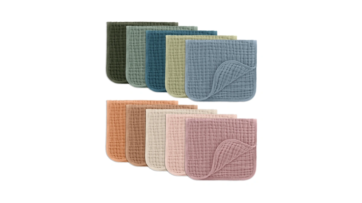 Comfy Cubs Muslin Burp Cloths 20x10" 10 Pack, Baby Burp