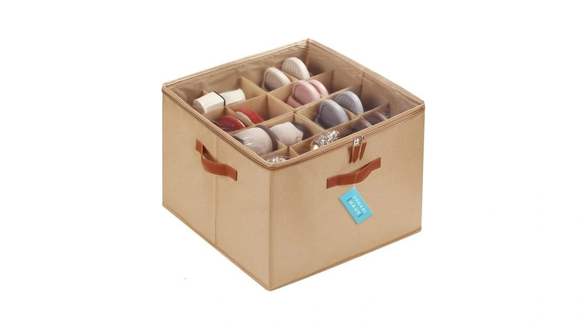 Organihaus Shoe Storage Bin & Basket, 17x17x12.5in, Brown