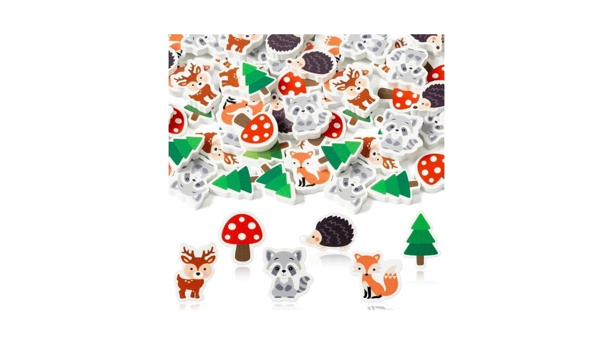 Yopyame 120pcs Woodland Animal Mini Eraser For Kids Bulk Assorted