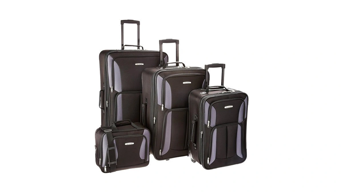 Rockland Fashion Softside 4 Piece Luggage Set, Expandable, (14" Tote/19"/24"/28"),