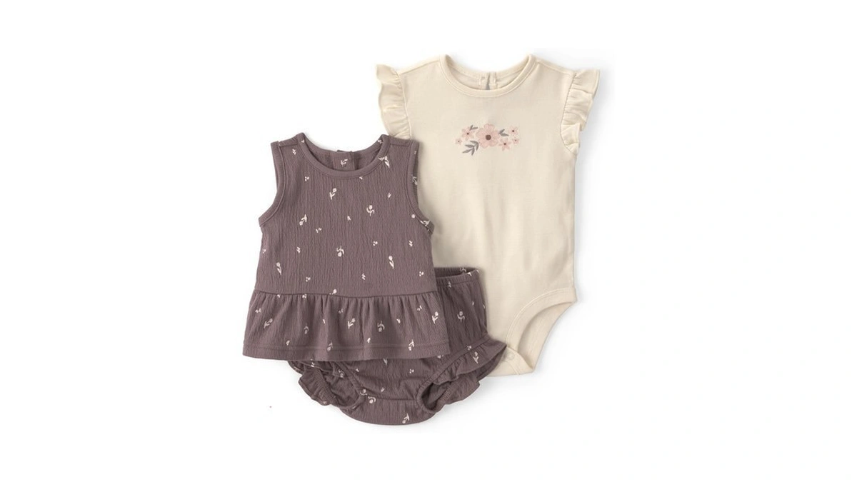 Carter's Girl 3-piece Diaper Cover Set, Brown/ivory, 18m