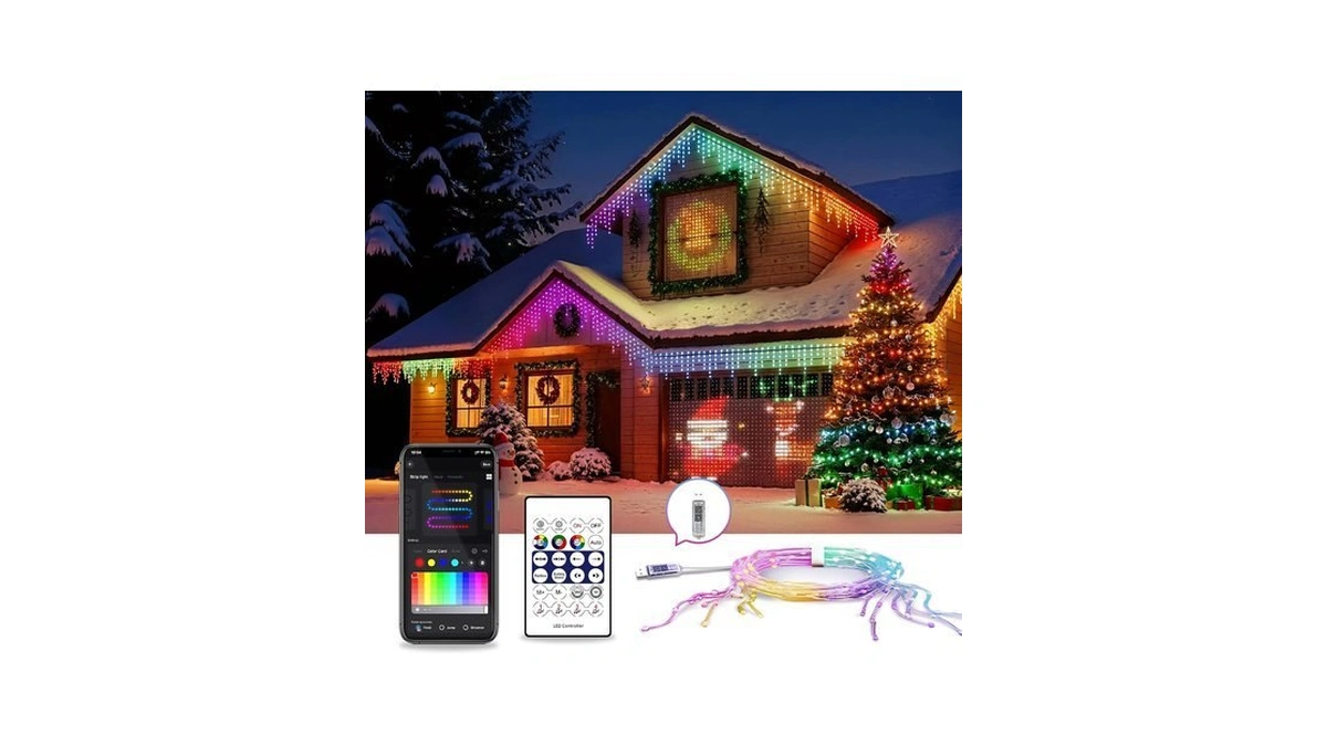 Ahawill Icicle Lights For Outside,66ft Christmas Lights Outdoor With Dimmable