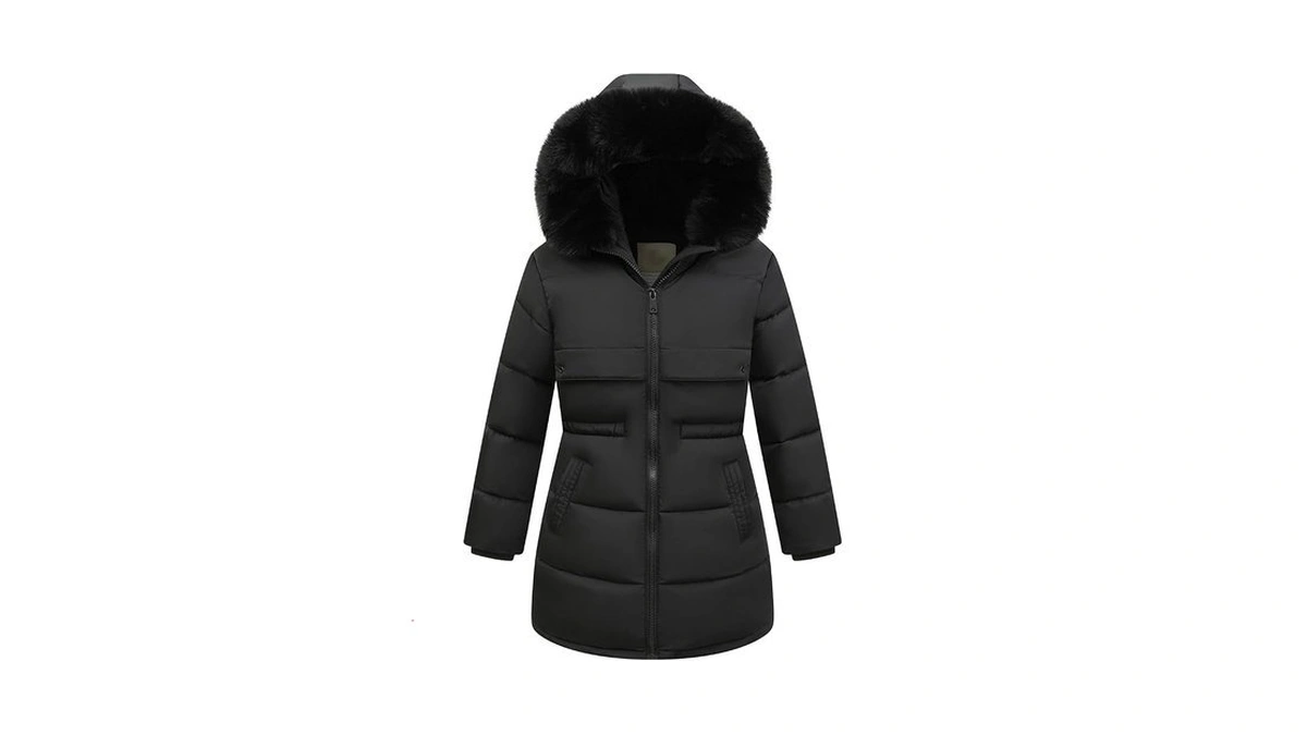 Cicvsoc Girl's Winter Long Coat Parka Kids Warm Hooded Puffer