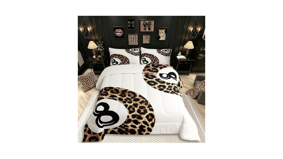 Erosebridal Cheetah Print Bedding Set Queen Size,kids Y2k Lucky 8