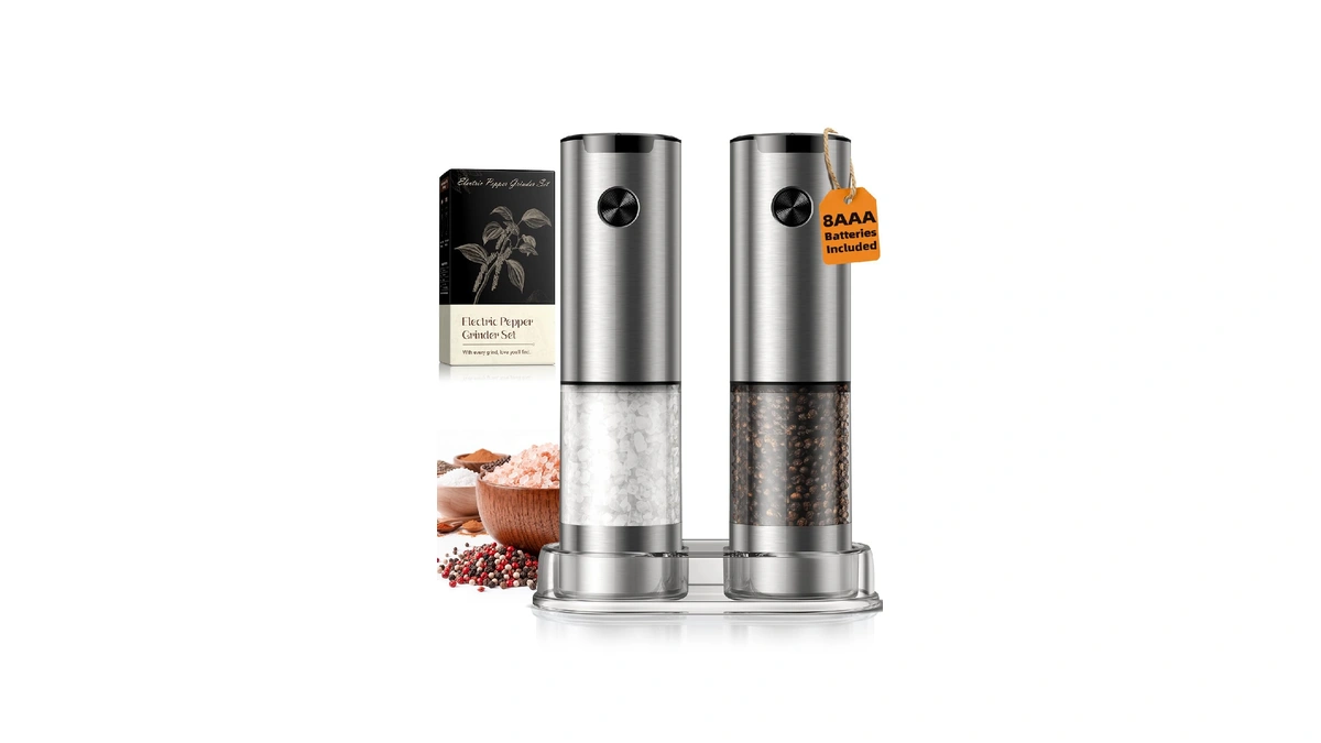 Electric Salt And Pepper Grinder Set, Battery Automatic Salt And