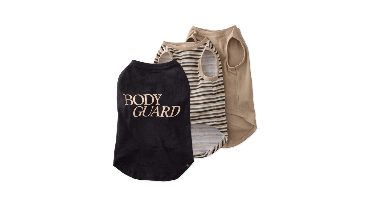 Pet Passion Tank Dog T-shirt, 3 Pack, Black Sand Stripe,