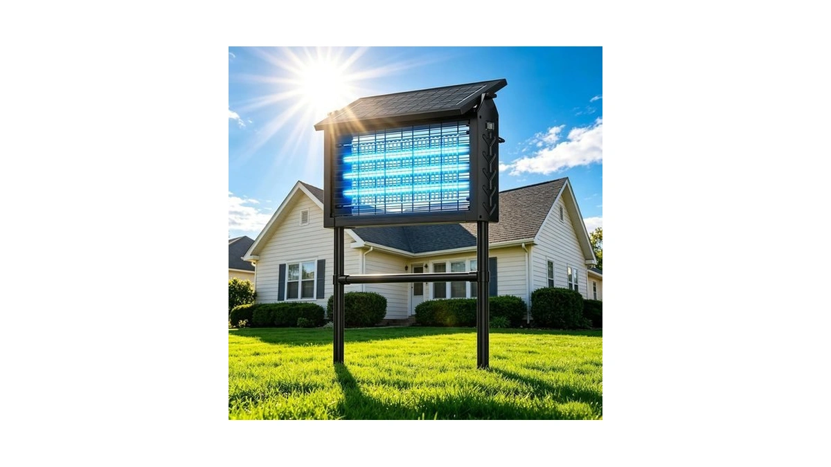 Solar Bug Zapper Outdoor 4500v, 3 Uv Tubes, 22 In