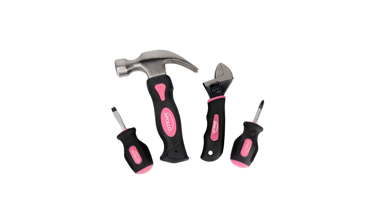 Apollo Tools 4 Piece Stubby Tool Set, Pink Dt0240p