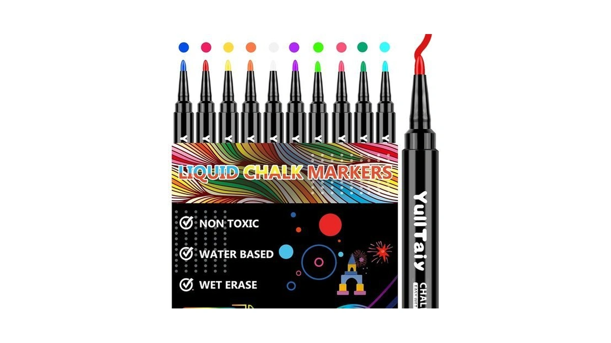 Yulltaiy Liquid Chalk Markers For Acrylic Calendar Planning Board, Dry