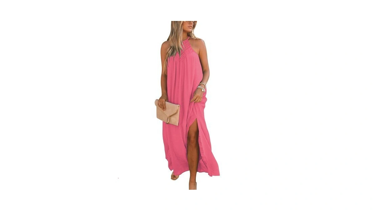 Faroro Flowy Dresses For Women Sleeveless Lace Hawaiian Dress Halter