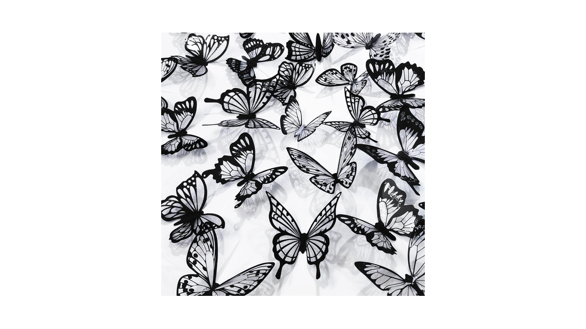 Ewong 3d Butterfly Wall Decor, 72pcs 10 Styles Black Decoration