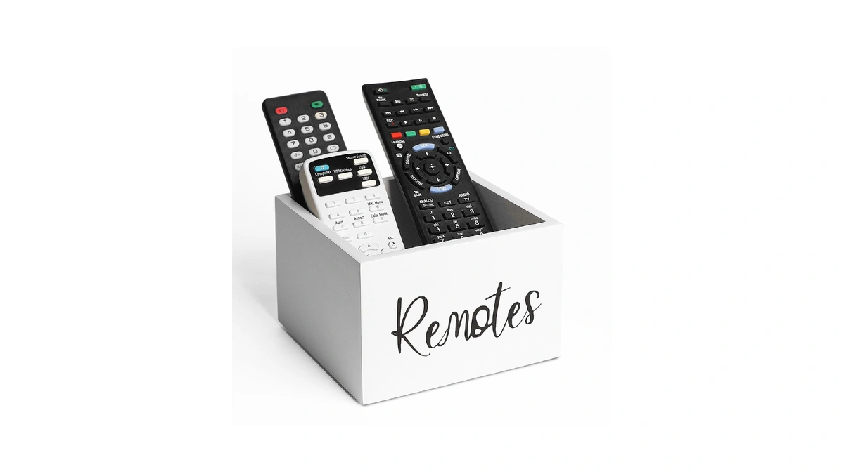 Lbemey Wood Remote Control Holder, Tv Remote Control Organizer For