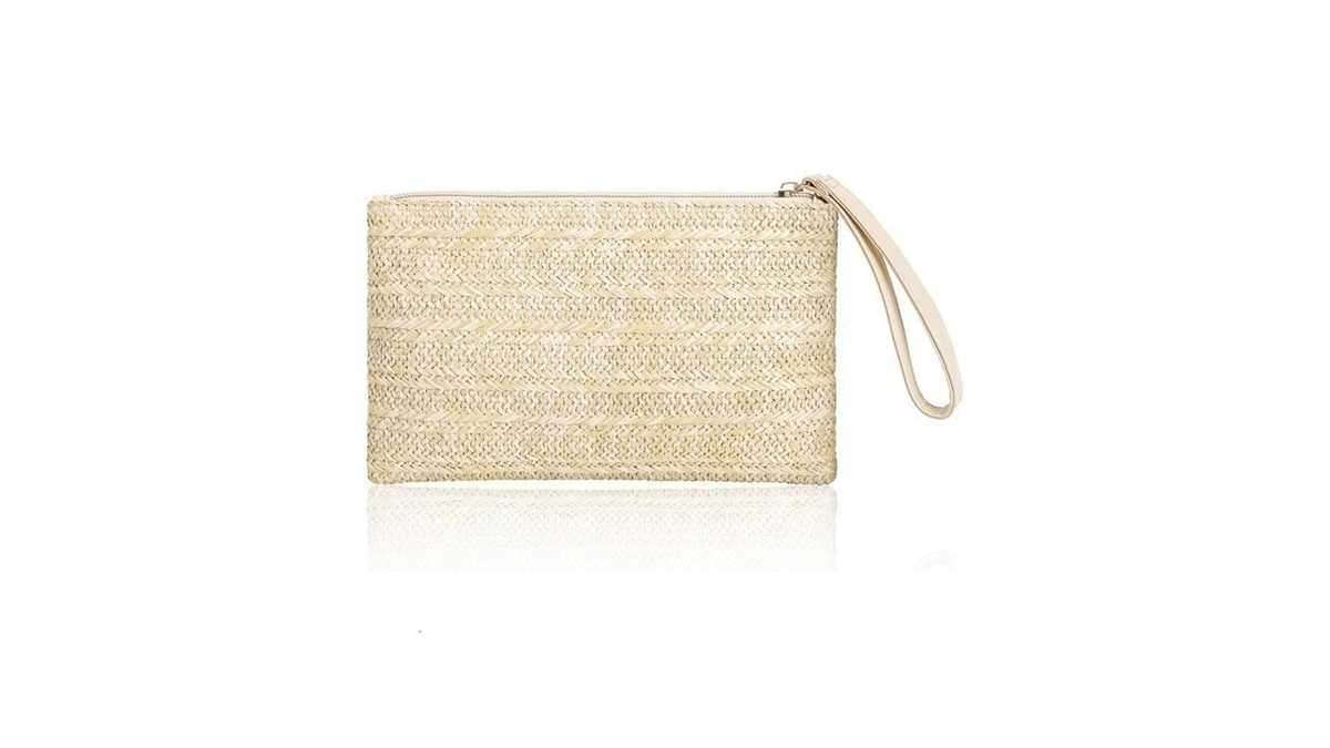 Clothirily Straw Purse Bag For Women Bohemian Handbag With Zipper