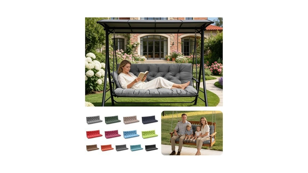 Lcyy.tg Porch Swing Cushions, Outdoor Swing Replacement Cushions 3 Seater