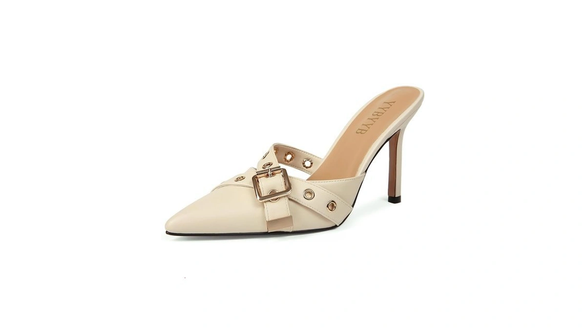 Yybyyb Women's High Heels Pointed Closed Toe Mule Heels Bow