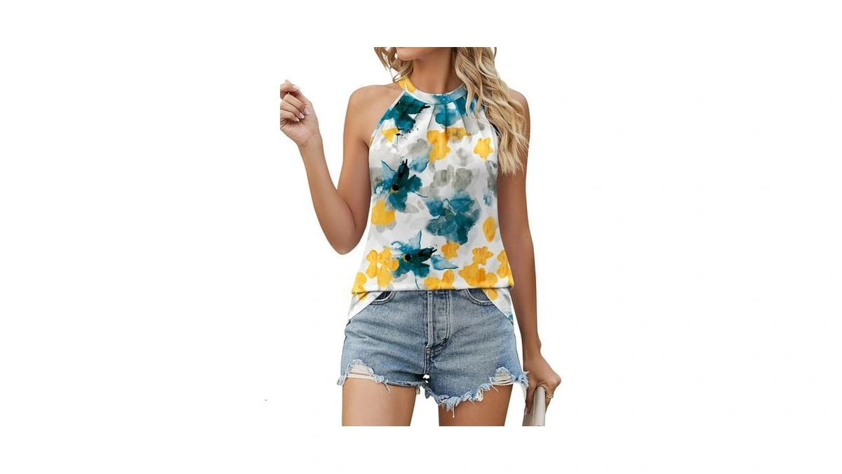 Womens Tops Trendy High Neck Tank Tops For Women Beach