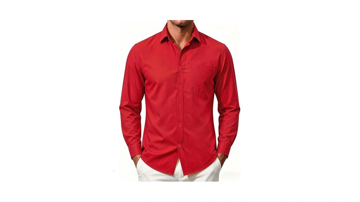 Dibangu Long Sleeve Dress Shirt For Men Soild Button Down