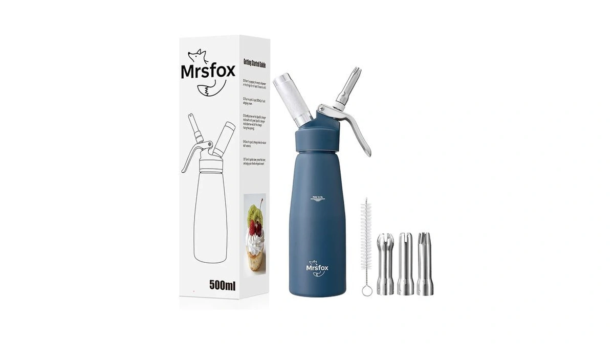 Mrsfox Professional Aluminum Whipped Cream Dispenser – 500 Ml (blue)