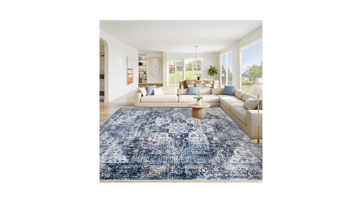 Vecarf Area Rug 8x10 Washable Rug, Vintage Boho Medallion Rugs