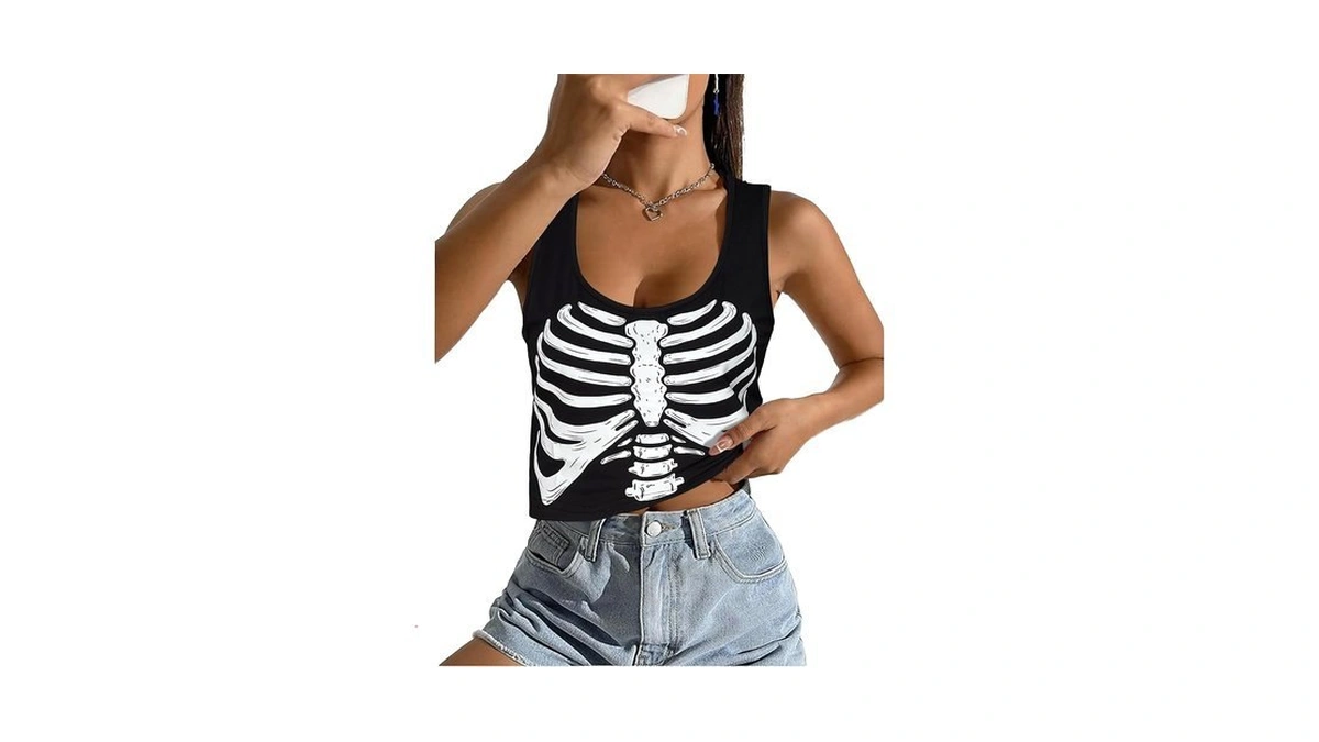 Vutaqe Skeleton Shirt For Women:halloween Tank Tops Sleeveless Costume Vest