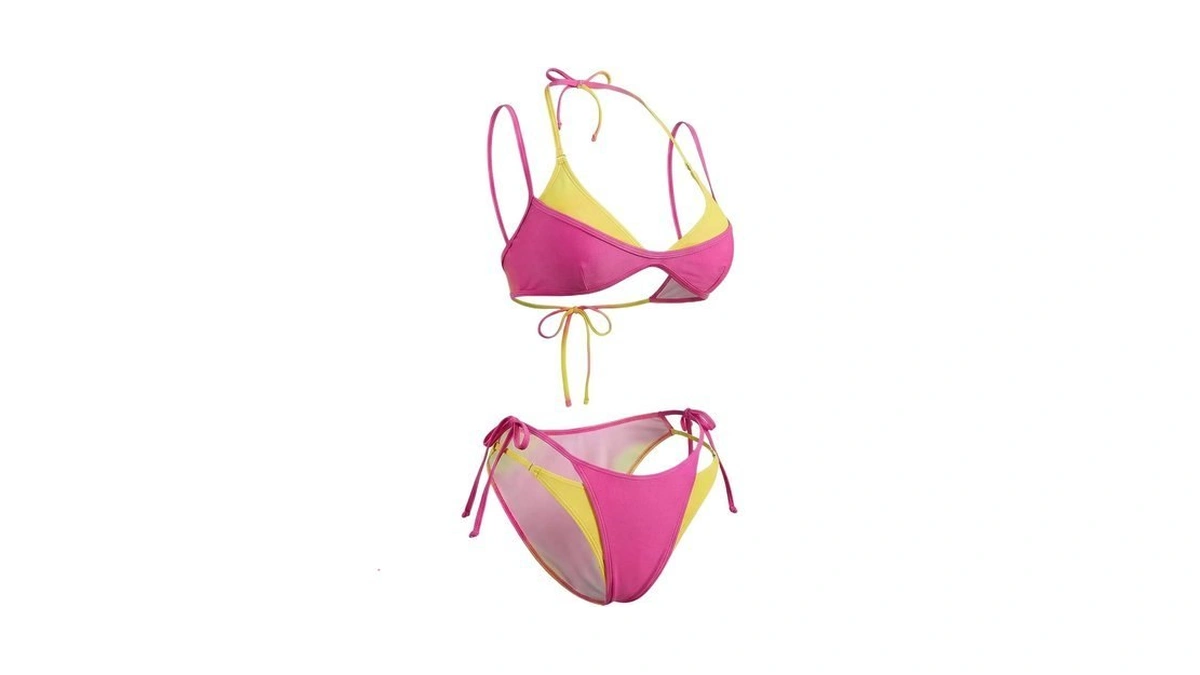 Roseseek Women's 2 Piece Colorblock Bikini Sets Double Layered Beachwear
